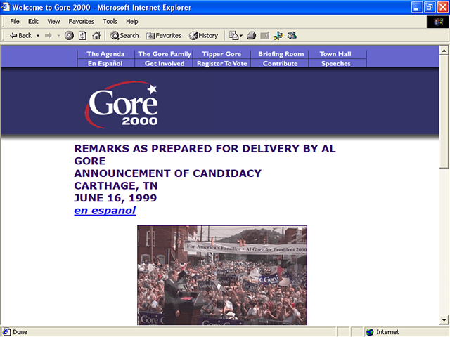 Al Gore 2000 Web Site, June 16, 1999
