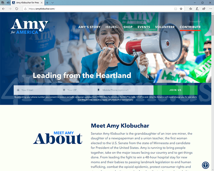Amy Klobuchar 2020 Website, March 2, 2020