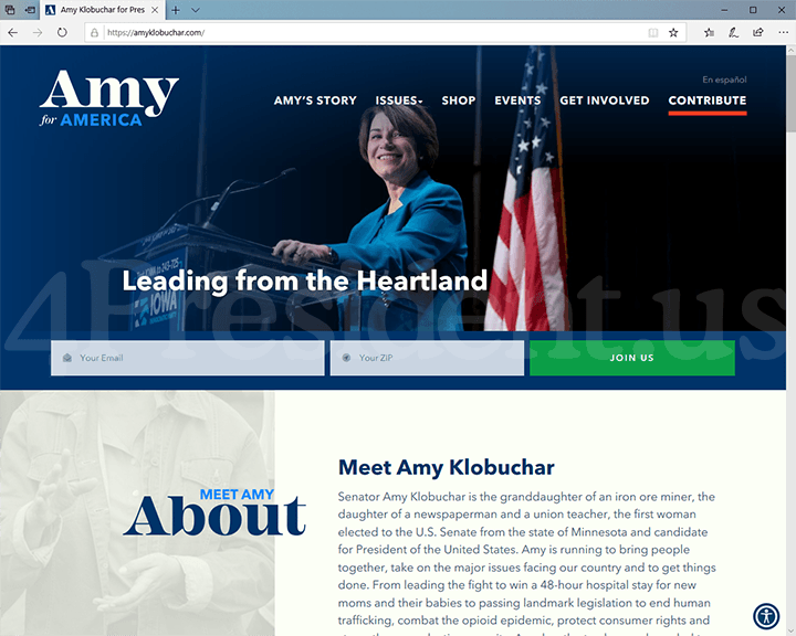 Amy Klobuchar 2020 Website, September 30, 2019