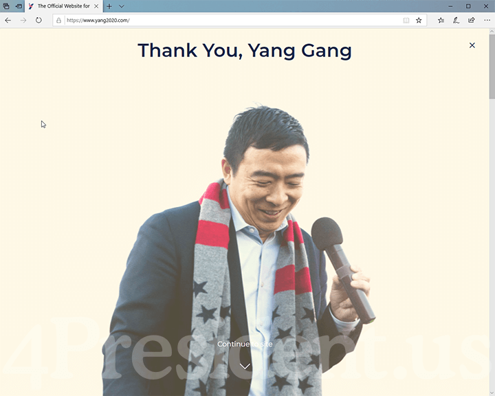 Andrew Yang 2020 Website, February 11, 2020