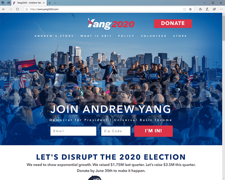 Andrew Yang 2020 Website, June 30, 2019