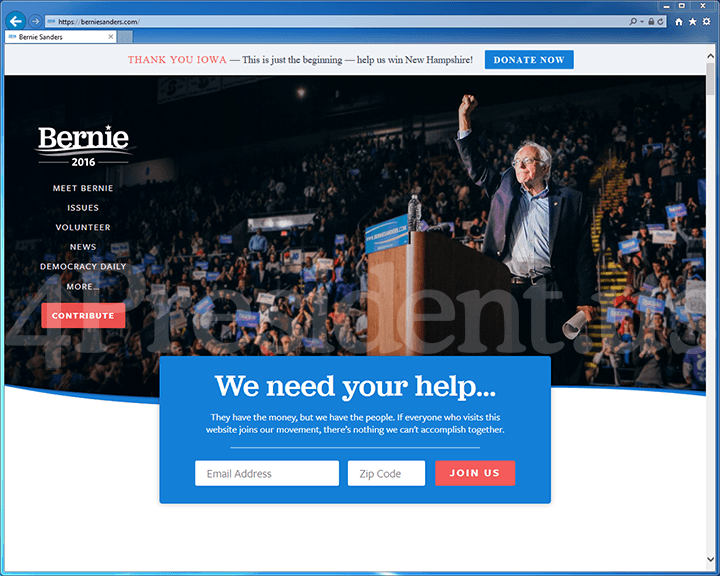 Bernie Sanders 2016 Website, February 2, 2016