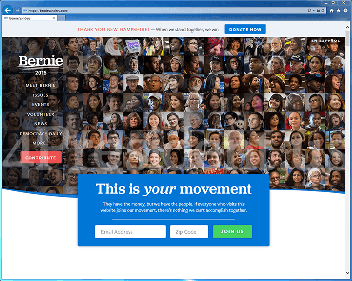 Bernie Sanders 2016 Website, February 9, 2016