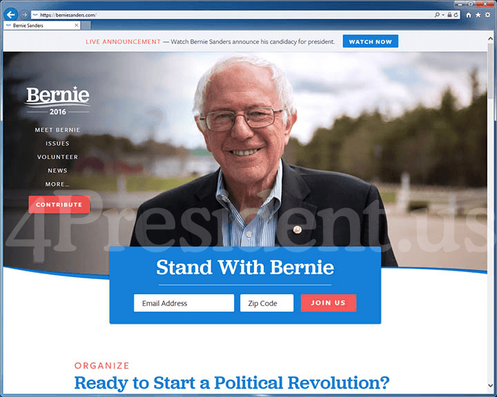 Bernie Sanders 2016 Website, May 26, 2015