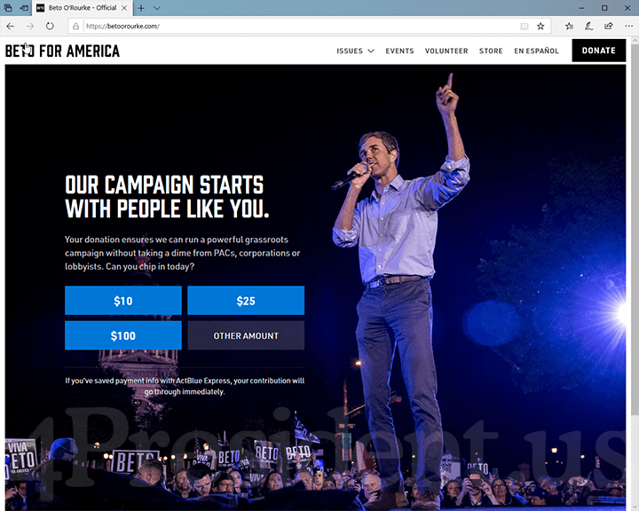 Beto O'Rourke 2020 Website, June 30, 2019