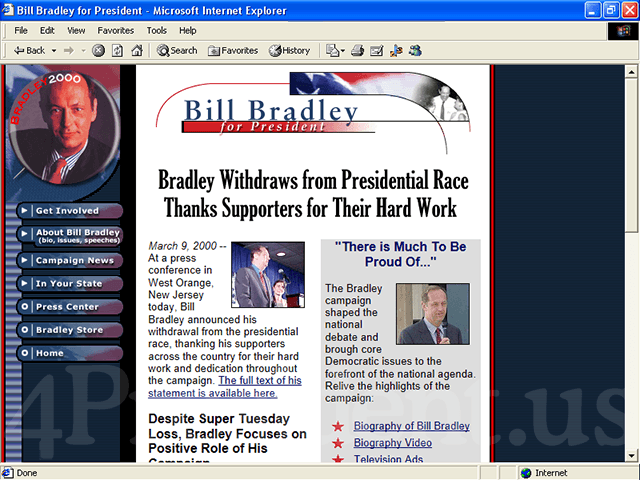 Bill Bradley 2000 Website