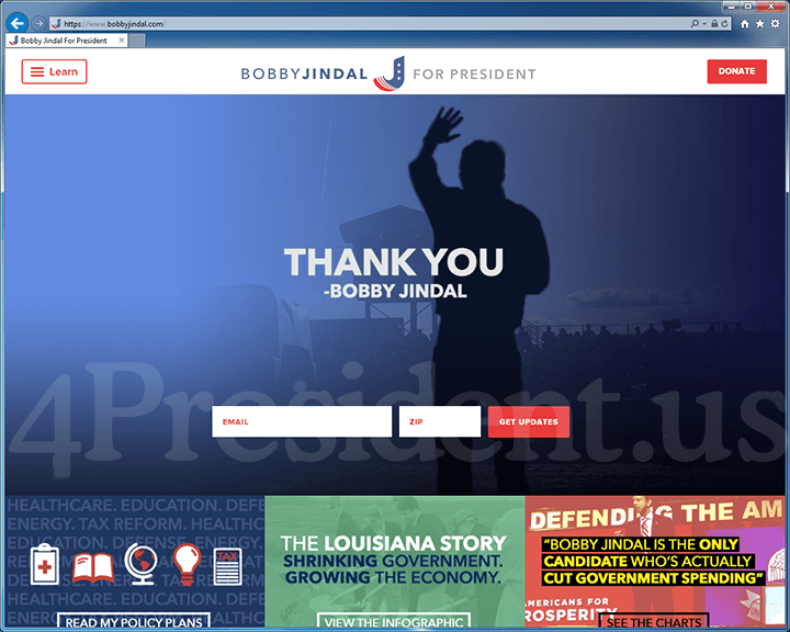 Bobby Jindal 2016 Website, November 17, 2015