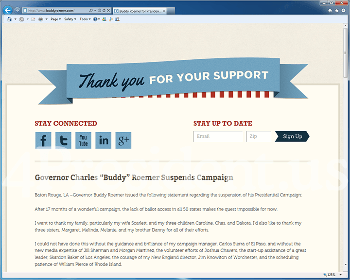Buddy Roemer 2012 Website, May 31, 2012