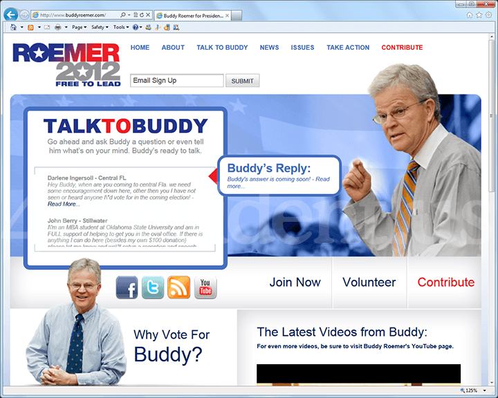 Buddy Roemer 2012 Website, July 21, 2011