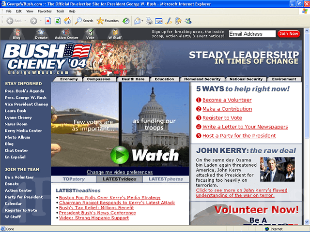 George W. Bush 2004 Website, April 17, 2004