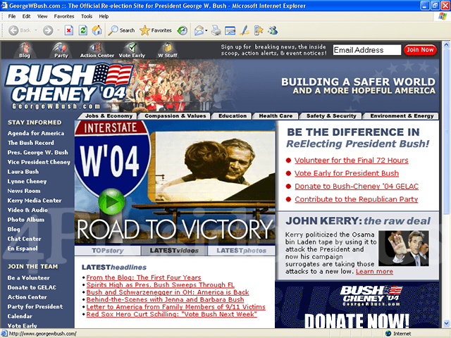 George W. Bush 2004 Website, November 2, 2004