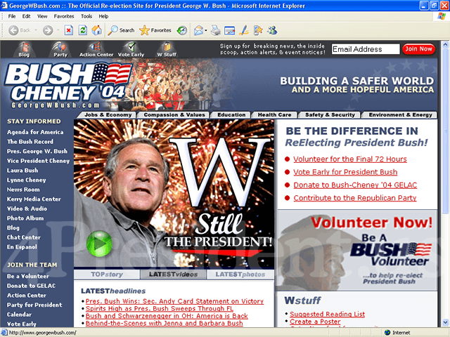 George W. Bush 2004 Website, November 3, 2004