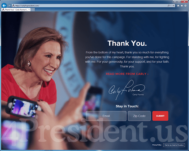 Carly Fiorina 2016 Website, February 10, 2016