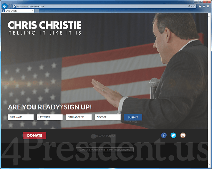 Chris Christie 2016 Website, June 27, 2015