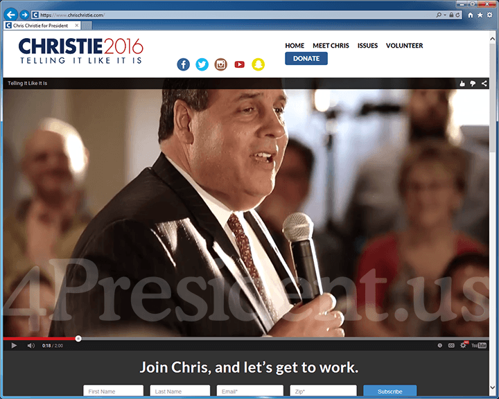 Chris Christie 2016 Website, June 30, 2015
