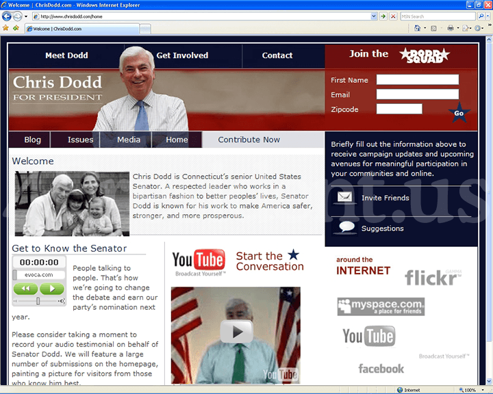 Chris Dodd 2008 Website, January 10, 2007