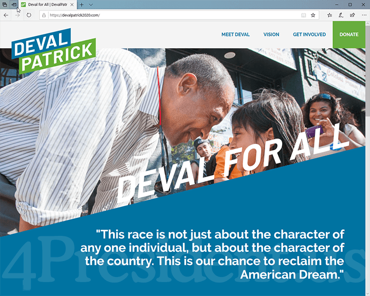 Deval Patrick 2020 Website, November 14, 2019
