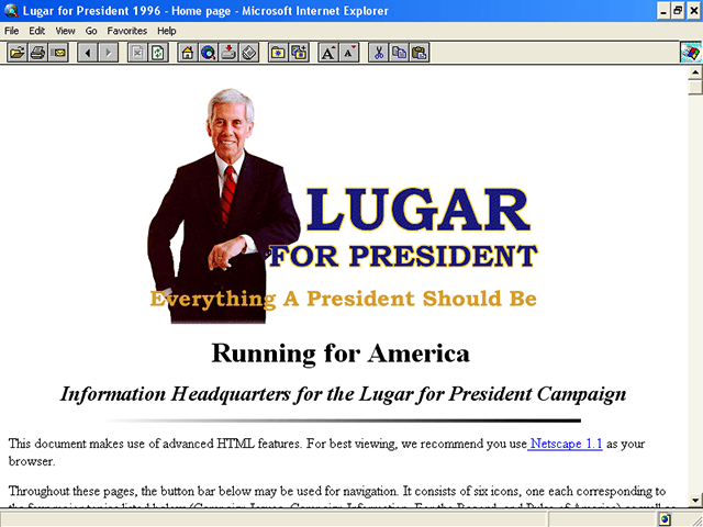 Dick Lugar 1996 Website
