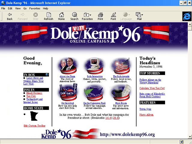 Bob Dole 1996 Web Site