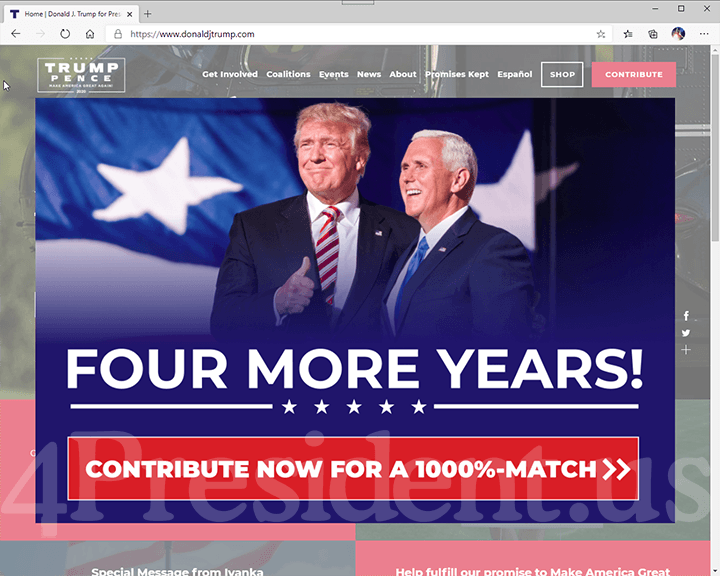 Donald Trump - Mike Pence 2020 Website, November 4, 2020