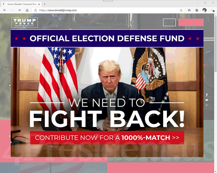 Donald Trump - Mike Pence 2020 Website, November 7, 2020