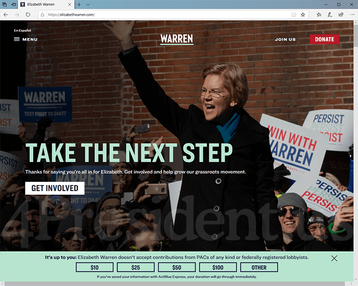 Elizabeth Warren 2020 Website, June 30, 2019