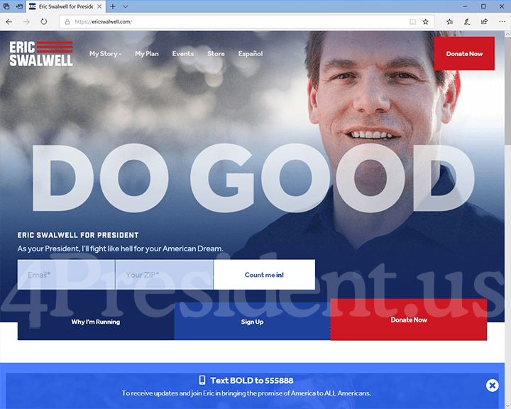 Eric Swalwell 2020 Website, April 8, 2019