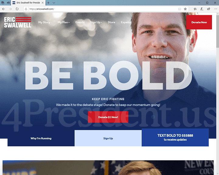 Eric Swalwell 2020 Website, July 8, 2019
