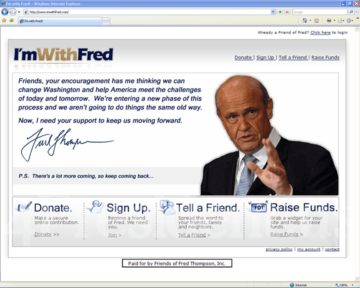 Fred Thompson 2008 Website, June 5, 2007