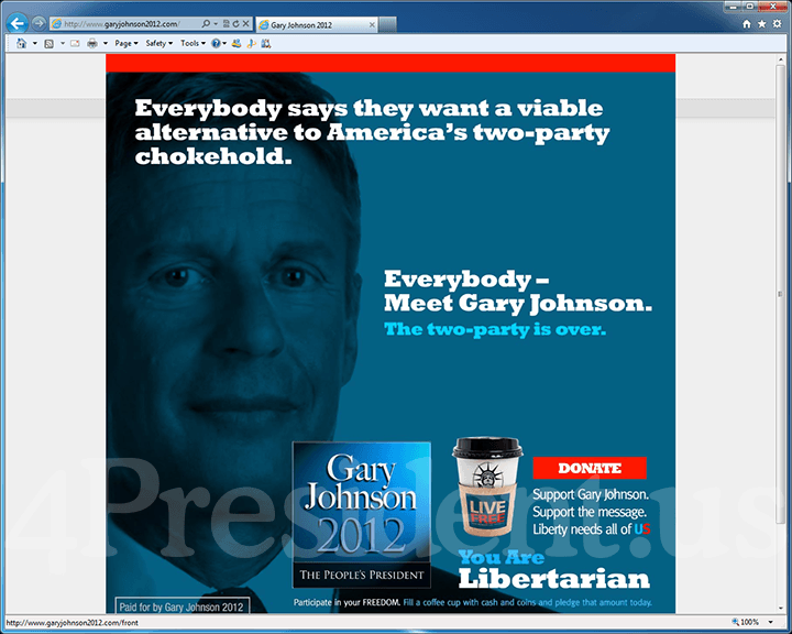 Gary Johnson 2012 Website, May 6, 2012