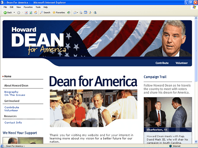 Howard Dean 2004 Web Site, January 23, 2003