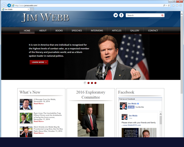 Jim Webb 2016 Website, November 19, 2014