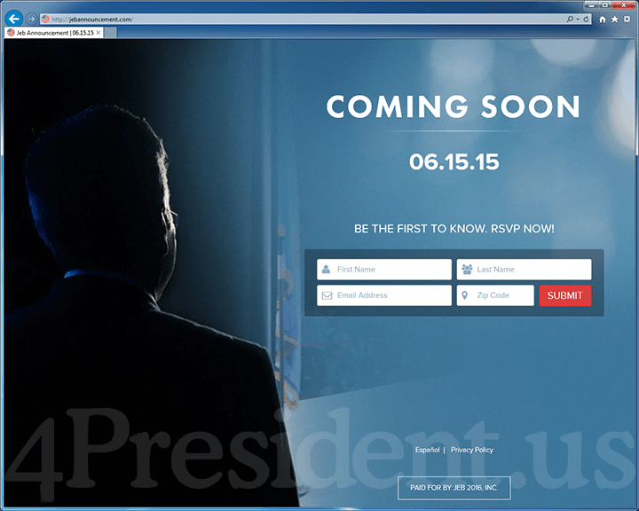 Jeb Bush 2016 Website, June 4, 2015