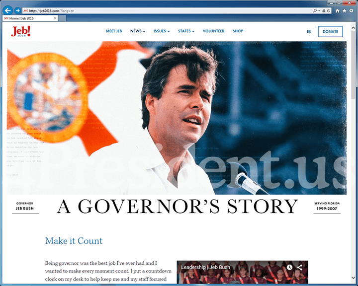 Jeb Bush 2016 Website, November 2, 2015