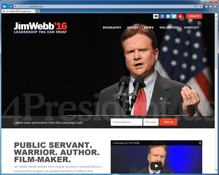 Jim Webb 2016 Website, May 27, 2015