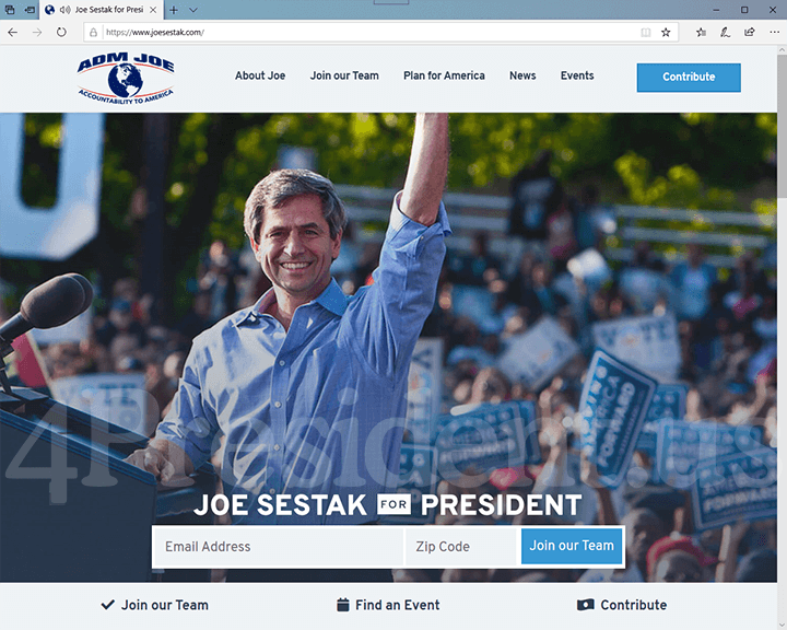 Joe Sestak 2020 Website, June 22, 2109