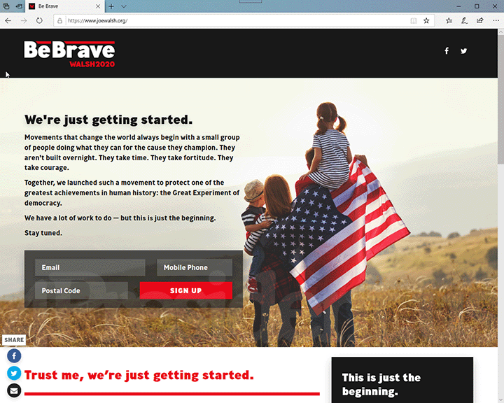 Joe Walsh 2020 Website, February 7, 2020