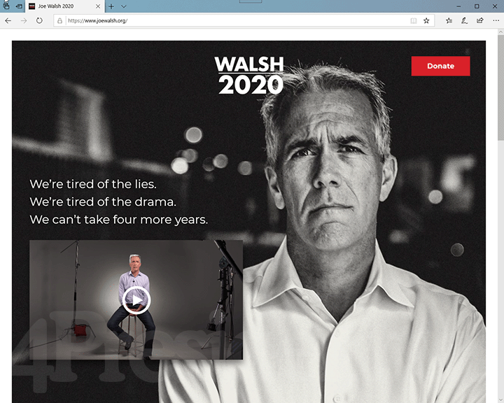 Joe Walsh 2020 Website, August 25, 2019