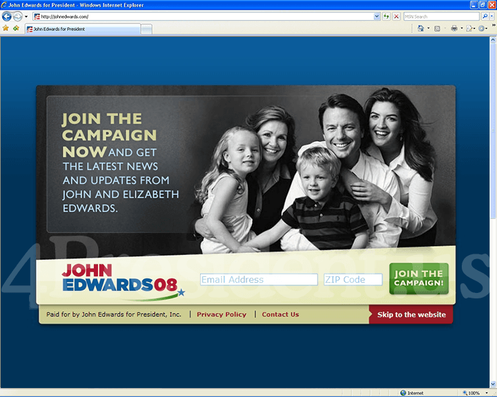 John Edwards 2008 Website, December 27, 2006