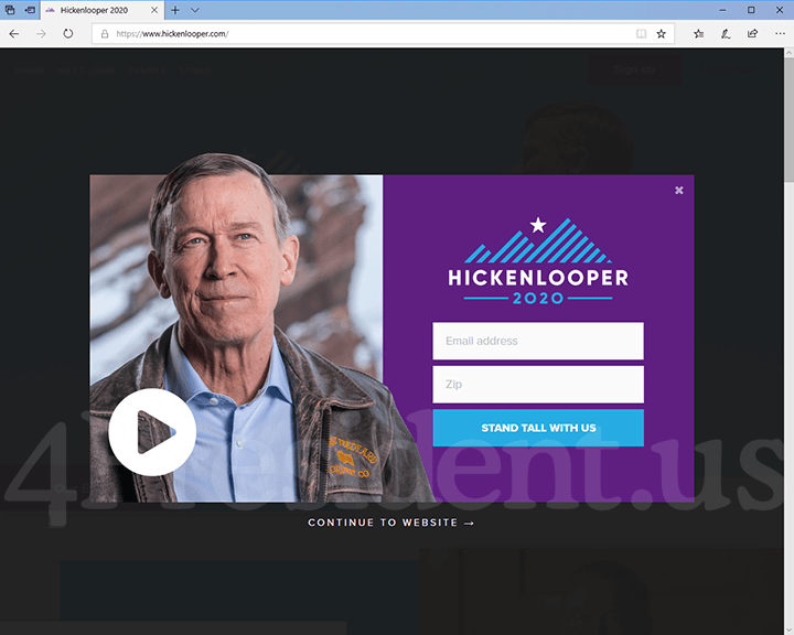 John Hickenlooper 2020 Website, March 4, 2019