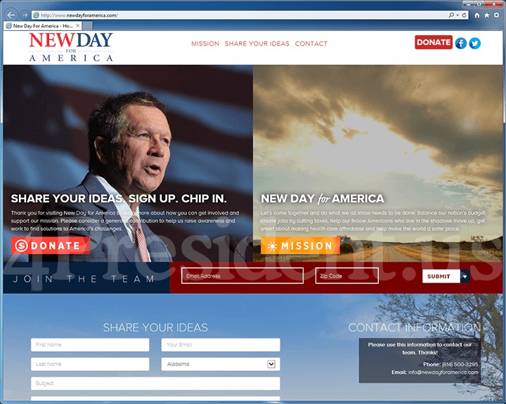 John Kasich 2016 Website, April 20, 2015
