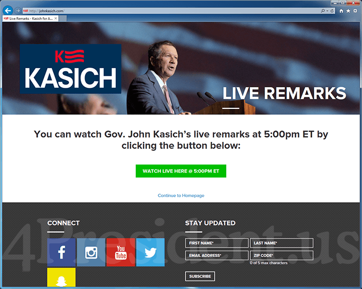 John Kasich 2016 Website, May 4, 2016