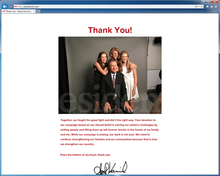 John Kasich 2016 Website, May 4, 2016