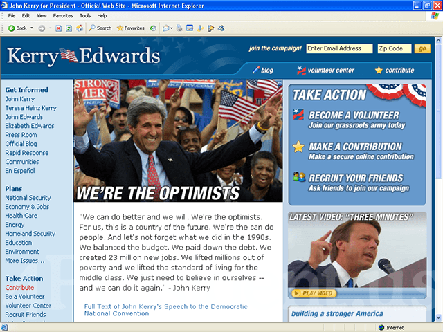 John Kerry 2004 Web Site, July 30, 2004