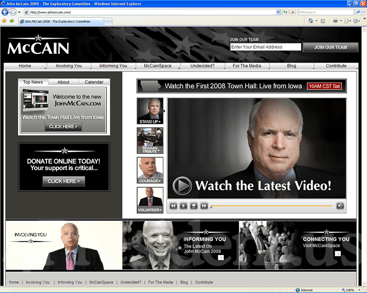 John McCain 2008 Website, February 16, 2007