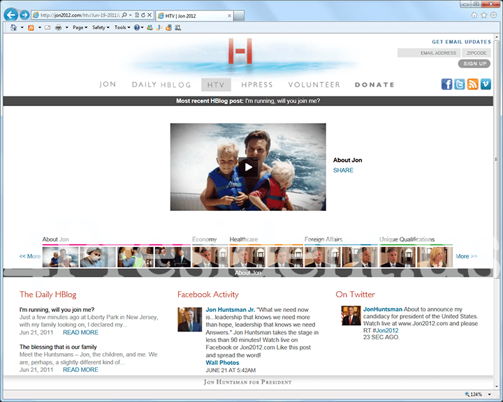 Jon Huntsman 2012 Website, June 21, 2011