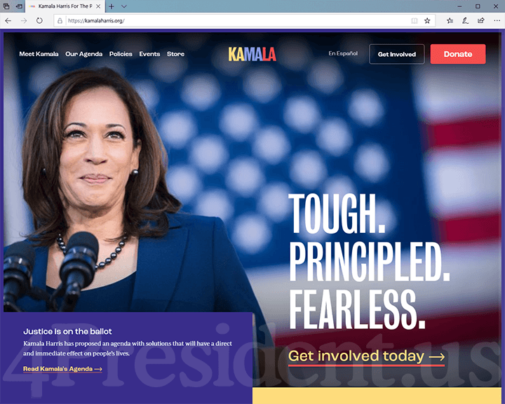 Kamala Harris 2020 Website, December 3, 2019