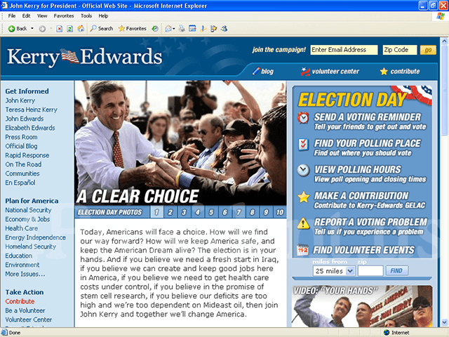 John Kerry 2004 Website, November 2, 2004