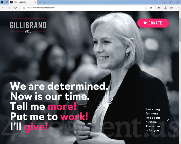 Kirsten Gillibrand 2020 Website, January 15, 2019
