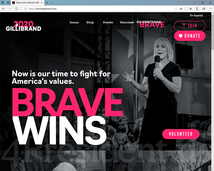 Kirsten Gillibrand 2020 Website, August 28, 2019